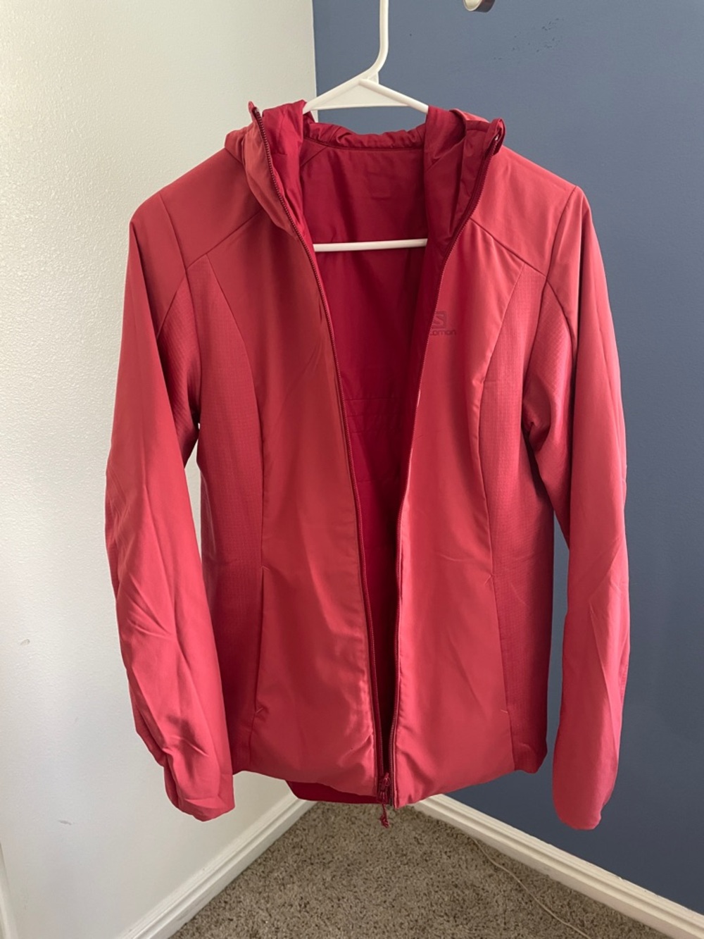 Salomon Women's Deep Red Hooded Softshell Utility Jacket reversible
